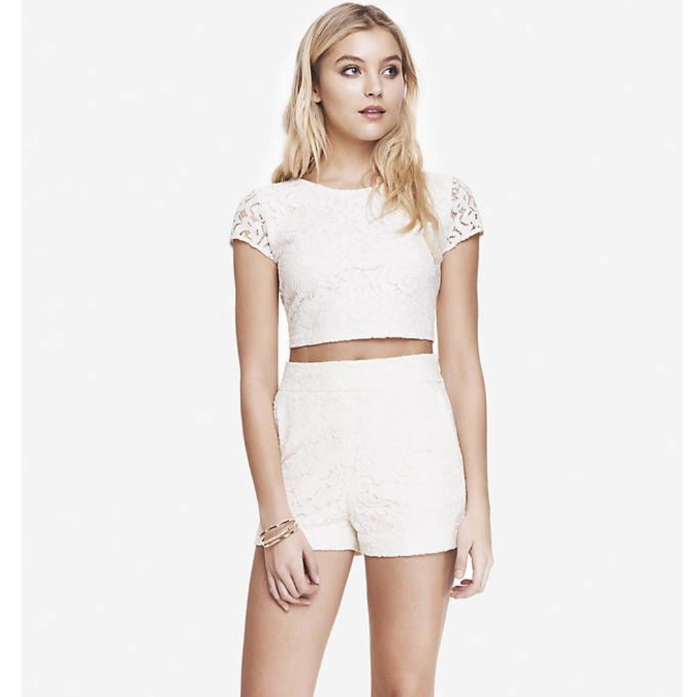 Express Topiary white lace short and top